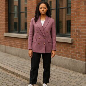 J.Crew Bristol Women's Double Breasted Blazer in Lilac Herringbone Wool Size 12